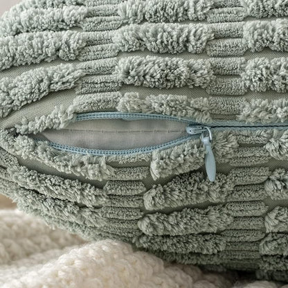 MIULEE Corduroy Decorative Throw Pillow Covers 12x12 Grey Green Pack of 2 | - Image 3