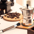 Takavu Coffee Grinder Cleaning Brush, Barista Brush with Black Boar Bristle, Espresso Machine Cleaner Tool, Brista Dusting Accessories Used on Group Heads, Shower Screen, Portafilter, Scoop, Tamper