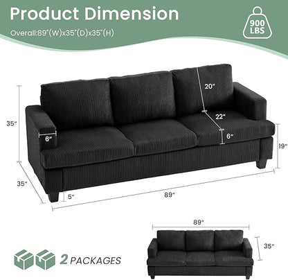 YOUDENOVA 3 Pieces Corduroy Couch Set - Image 2