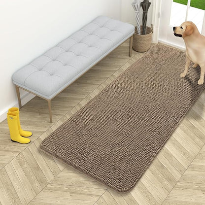 OLANLY Dog Door Mat for Muddy Paws 54x24, Super Absorbent Chenille Mud Mat | Tan by OLANLY