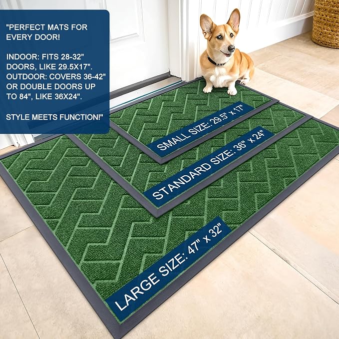 OLANLY Front Door Mat Outside 29.5x17, All-Season Absorbent Rubber Doormat | - Image 2