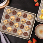 Toaster Oven Pans Set of 2, Shinsin 11-Inch Nonstick Baking Sheet Pans and Trays, 1/8 Thicker Replacement Small Baking Tray Accessories for Cookie, Non Toxic and Easy Clean and Diswasher Safe, Gold
