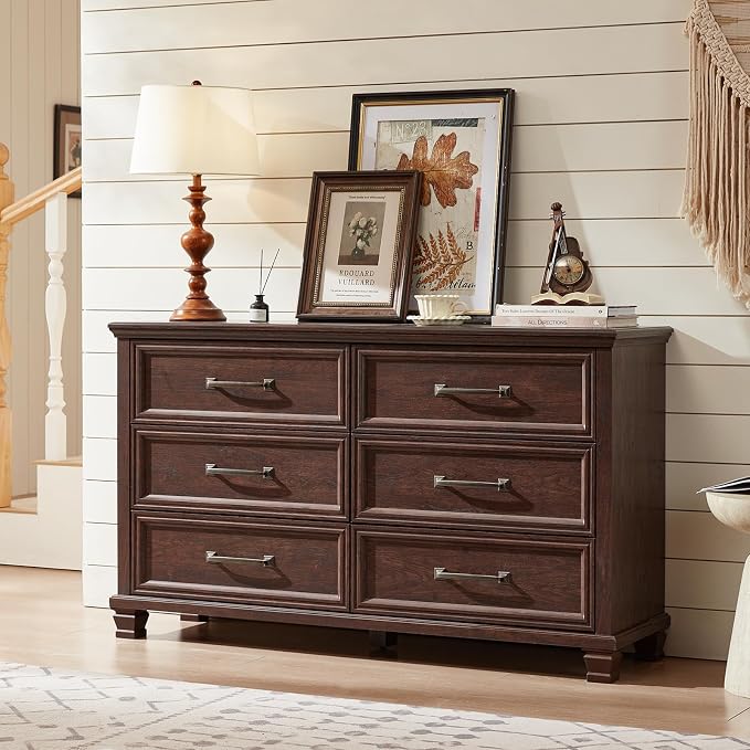 SAVOR LIFE Farmhouse Espresso 6 Drawer Dresser - Image 8