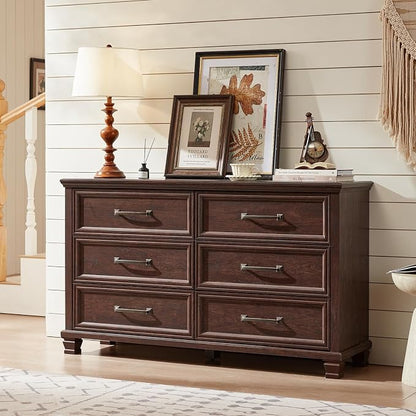 SAVOR LIFE Farmhouse Espresso 6 Drawer Dresser - Image 5