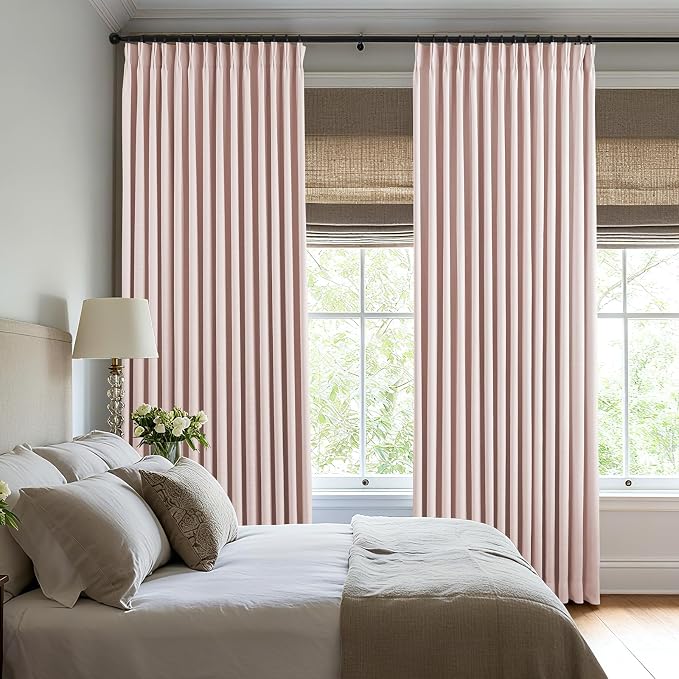 AUSSPVOCT Pinch Pleated 95 Inch Linen Curtains 100% Blackout - Image 4
