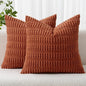 MIULEE Fall Corduroy Decorative Throw Pillow Covers 12x12 Rust Pack of 2 | by MIULEE