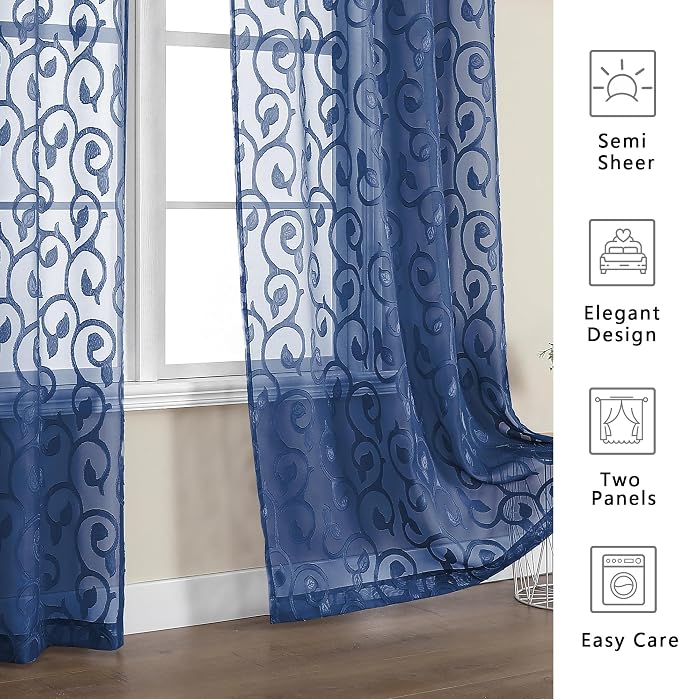 Furman Blue Sheer Curtains 84 inches Long - Image 6