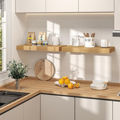 36Inch Oak Floating Shelves for Wall, 12 Inch Deep Shelves for Bedroom - Image 8