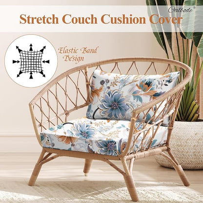 CALBODE 8Pcs High Elastic Digitally Printed Sofa Seat Cushion Cover, Soft & - Image 3