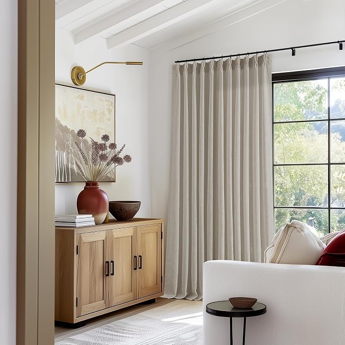 Burlywood Birch 90 Inches Long 70 Inch Wide Linen Curtains Pinch Pleated | - Image 8