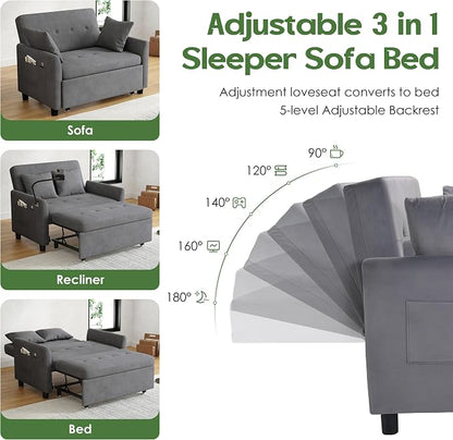 Sleeper Sofa Bed, 3 in 1 Convertible Sleeper Couch Bed Pull Out, Small Loveseat - Image 4