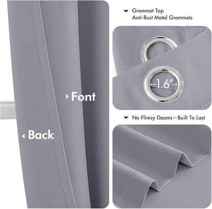 MIULEE Blackout Curtains for Bedroom 2 Panels 40 x 72 Inch Long Silver Grey | - Image 4