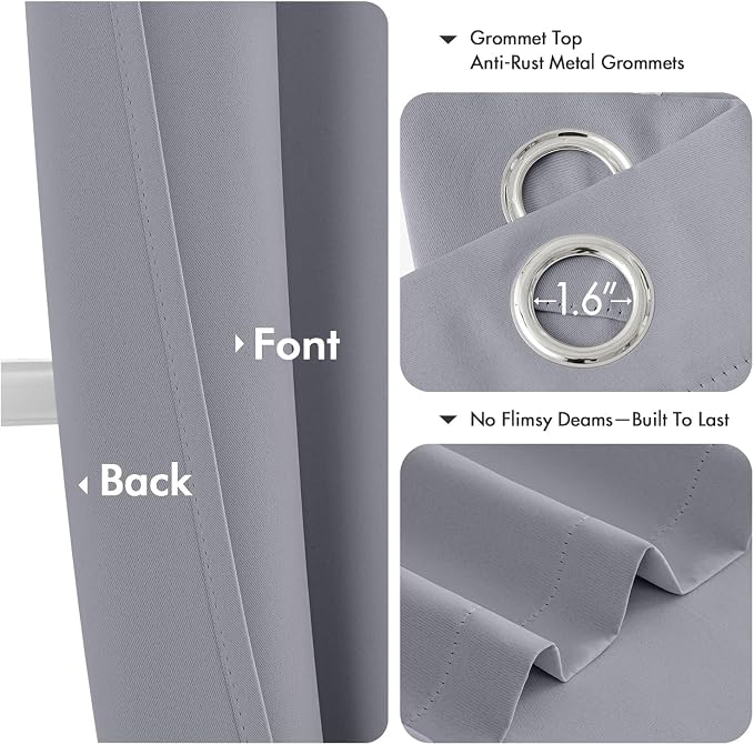 MIULEE Blackout Curtains for Bedroom 2 Panels 40 x 84 Inch Long Silver Grey | - Image 4