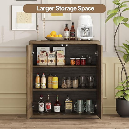 Fluted Sideboard Cabinet with Storage, Mid Century Modern Accent Cabinet - Image 4