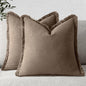 MIULEE Linen Fringe Decorative Fall Throw Pillow Covers Cocoa Brown 16x16 | Set by MIULEE