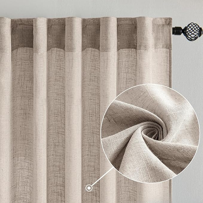MIULEE Natural Linen Curtains 52x84 Inch Length - Image 2