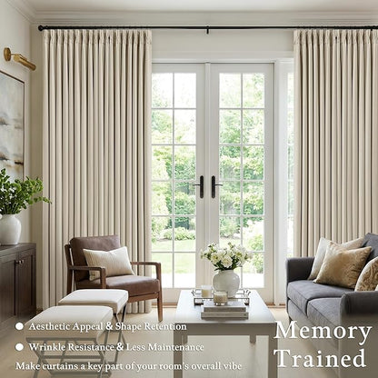 Oatmeal Beige Extra Wide Blackout 60 x 96 Inch Pinch Pleat Curtains 1 Panel | - Image 3