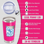 20 oz Tumbler Coffee Tavel Tumblers Bulk with Lid Stainless Steel Double Wall Vacuum Insulated Mug Powder Coated Cups fit Car Cupholder for Hot and Cold - Hot Pink, 12Pack