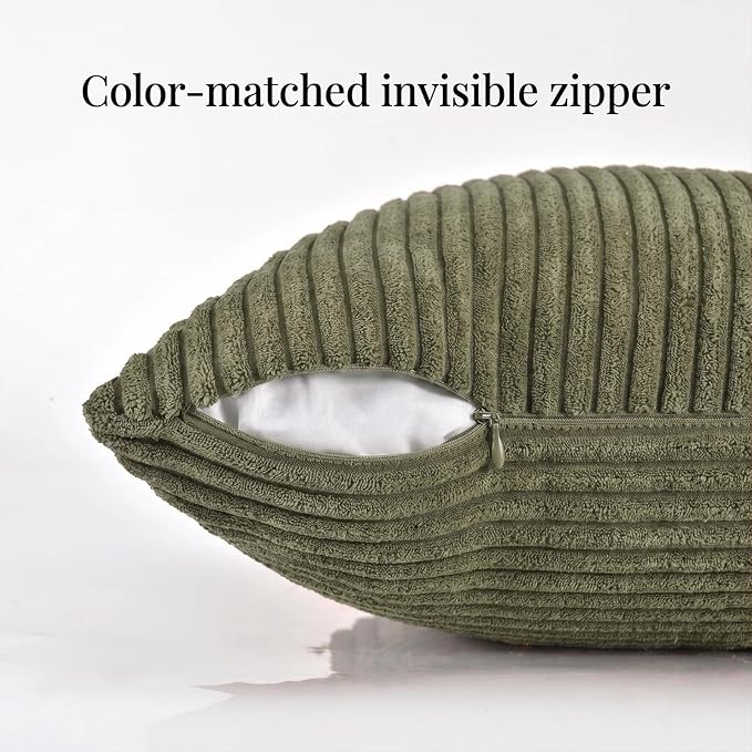 Fancy Homi 2 Packs Olive Green Lumbar Decorative Throw Pillow Covers 12x20 Inch - Image 3