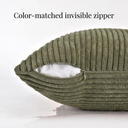 Fancy Homi 2 Packs Olive Green Samll Decorative Throw Pillow Covers 12x12 Inch - Image 3