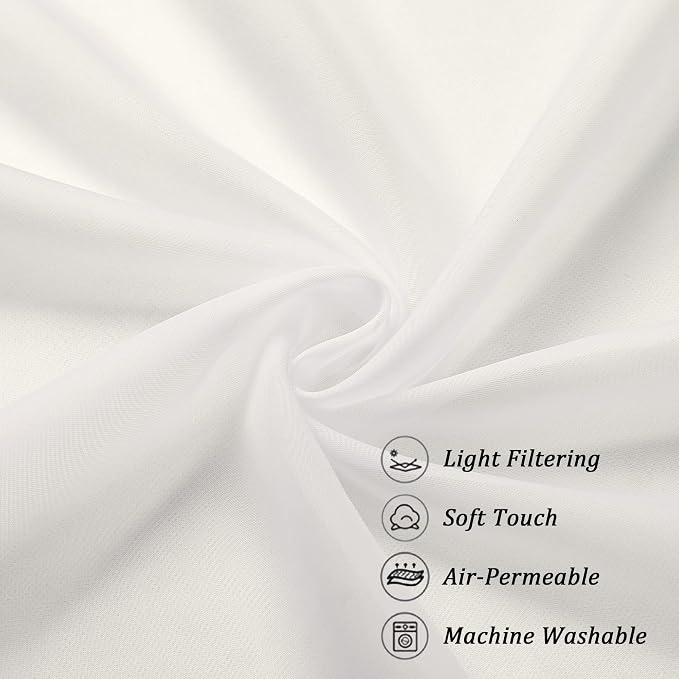 Chyhomenyc Ivory Sheer Curtains Tier 36 inch Length 2 Panels, Light Filtering - Image 7