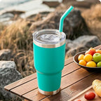 Stainless Steel Straws for 30 oz YETI Tumbler, 4 Pcs Metal Straws Reusable with Silicone Tip for 30 oz 35 oz YETI Cup(Color 1)