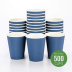 Restaurantware-12 Ounce Disposable Coffee Cups, 500 Ripple Wall Hot Cups For Coffee - Lids Sold Separately, Rolled Rim, Midnight Blue Paper Insulated Coffee Cups, For Hot Coffee, Tea, And More