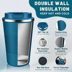 Insulated Coffee Tumblers with Flip Lid 12oz / 17oz, Stainless Steel Travel Coffee Mug Leak Proof, Vacuum Insulated Coffee Mug Reusable Cup, Keeps Cold and Hot for Coffee Tea