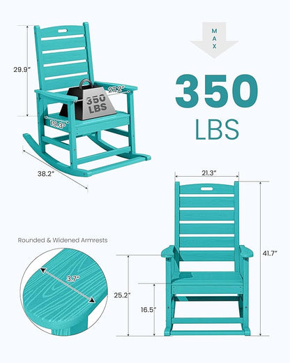 SERWALL Outdoor Rocking Chair, Oversized Rocking Chair - Image 3