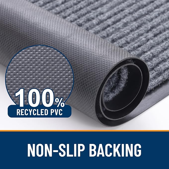 OLANLY 2-Pack Front Door Mats 47x23, Waterproof Heavy-Duty Doormats | Light Gray - Image 3