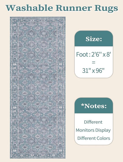 SERISSA 2'6"x8' Washable Non Slip Floral Boho Runner Rug - Image 6