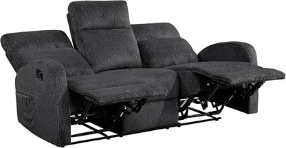 Lexicon Manual Reclining Sofa, Textured Microfiber Recliner Sofa, Wall Hugger - Image 10