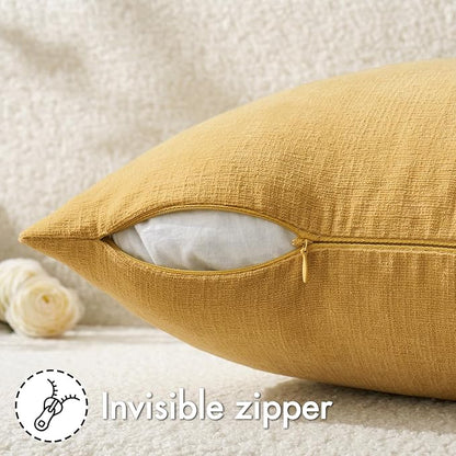 MIULEE Gold Chenille Couch Throw Pillow Covers, 18x18 | Set of 2, Soft - Image 3