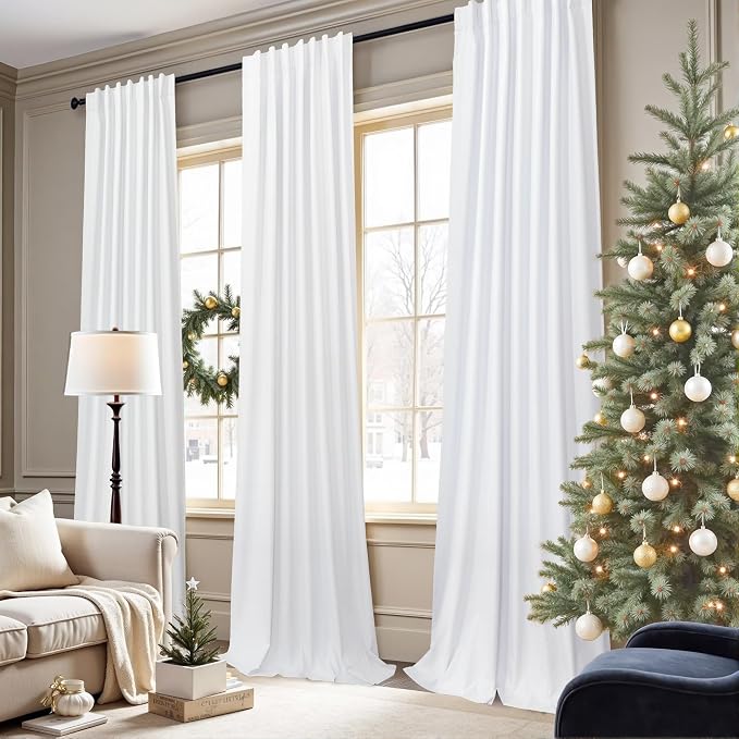 Small Blackout Curtains 45 Inches Long 2 Panels Short Linen Look Heat Blocking - Image 8