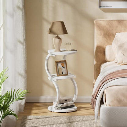 JUSTOGO Small Round Side Table, 3-Tier End Table - Image 9