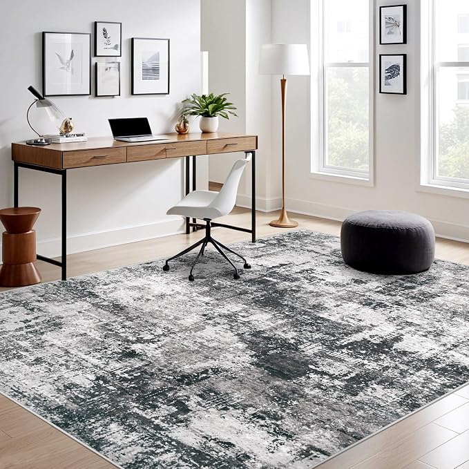 5x7 Area Rugs Washable Rug: Abstract Neutral Rugs Modern Non Slip Area Rug - Image 6