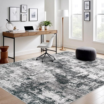 5x7 Area Rugs Washable Rug: Abstract Neutral Rugs Modern Non Slip Area Rug - Image 6