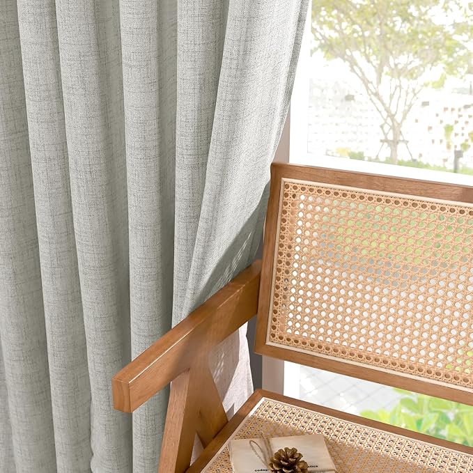 YoungsTex Light Grey Linen Curtains 90 Inch Length - Image 7
