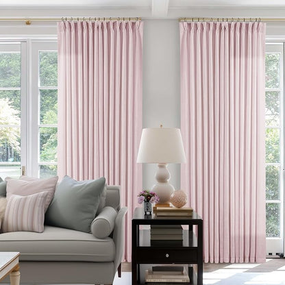 Light Pink Linen Pinch Pleat Curtains 108 Inch Length 2 Panels Set 40x108 | - Image 7