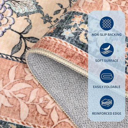 GarveeHome Terracotta Teal 2x6 Washable Kitchen Runner Rugs Non Slip Provence - Image 7