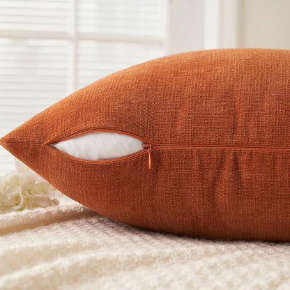 MIULEE Halloween Fall Burnt Orange Chenille Couch Pillow Covers, 18x18 | Set of - Image 3