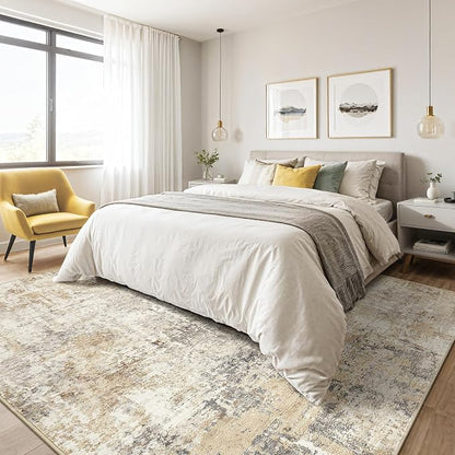 LOONGRUG 4x6 Area Rug Machine Washable Neutral Modern Abstract Rugs | Soft - Image 4