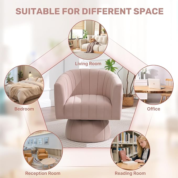 Swivel Accent Barrel Chair Set of 2, Cute Comfy Small Round 360° Arm Chair - Image 8