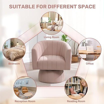 Swivel Accent Barrel Chair Set of 2, Cute Comfy Small Round 360° Arm Chair - Image 8