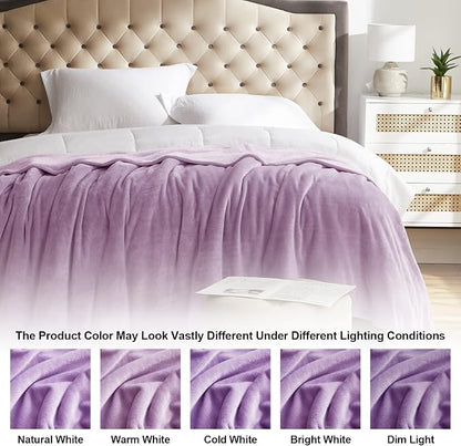 KMUSET Fleece Blanket Throw Size Lilac Lightweight Super Soft Cozy Luxury Bed - Image 7