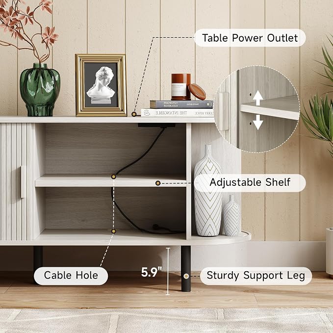 ONBRILL 63" TV Stand with Power Outlet - Image 6