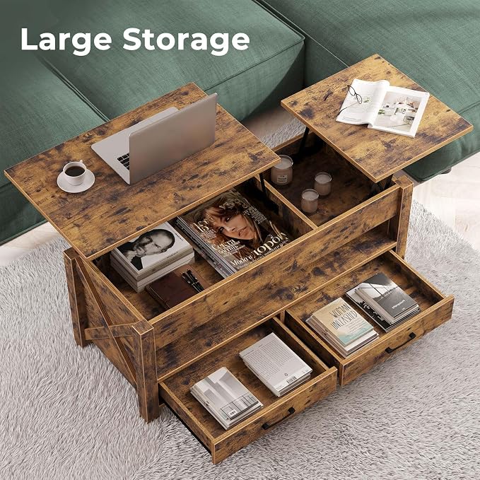 Seventable Coffee Table, 47.2" Lift Top Coffee Table - Image 4