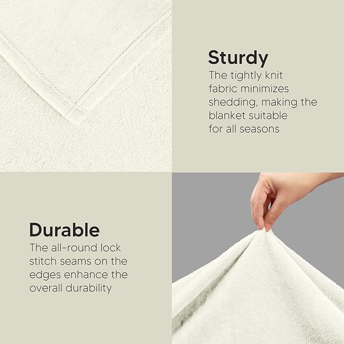 Utopia Bedding Fleece Bed Blanket California King Size Ivory | Microfiber Plush - Image 7