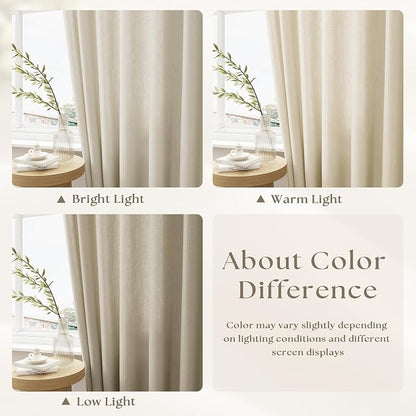 Pinch Pleat 120 Inch Long Linen Curtains 72 Inches Width Extra Wide | Light - Image 2