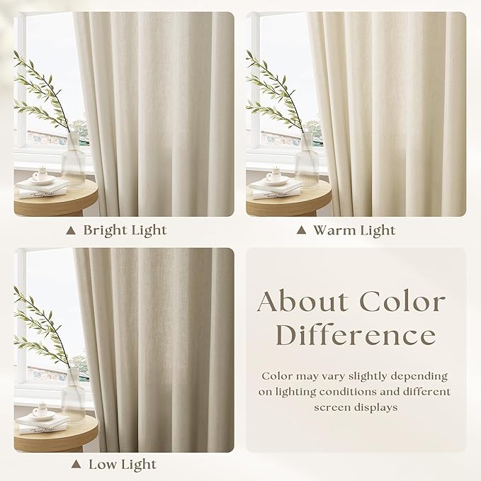 Greyish Beige Pinch Pleated Linen Curtains 84 Inches Long Semi Sheer | Light - Image 2